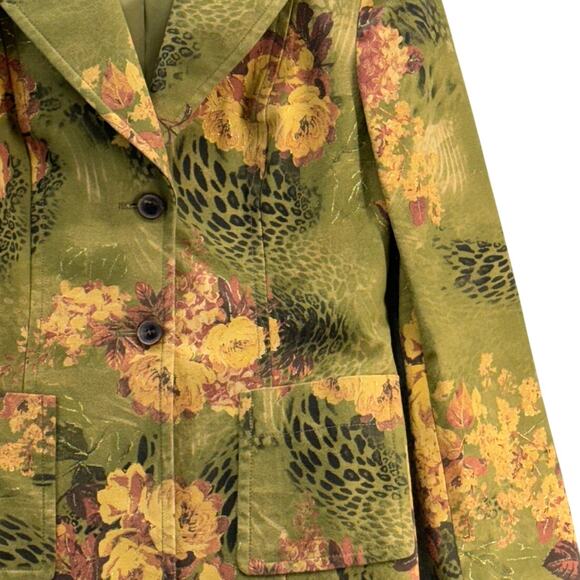 Doncaster Vintage Tapestry Green Pink Floral Animal Jungle Blazer Jacket Women 4 - Picture 5 of 10